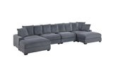 Living Room Furniture Armless Chair Dark Gray Corduroy 1pc Armless Chair Soft Cushion Wood Legs B011P211060