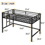 Twin Size Metal Loft Bed, Loft Bed with Easy Climbing Ladder and Guardrails for Kids, Black 13086295