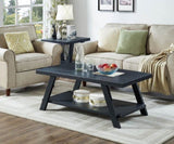 Athens Contemporary Replicated Wood Shelf Coffee Table in Black Finish T2574P164642