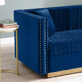Contemporary Vertical Channel Tufted Velvet Sofa Modern Upholstered Couch for Living Room Apartment W1117P147505