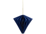 Accordion Honeycomb Foldable Paper Christmas Ornaments - 4" - Navy Blue - Set of 4 88387804