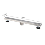 ZUN 30 Inches Linear Shower Drain with Removable Quadrato Pattern Grate, 304 Stainless Shower Drain W928P199549