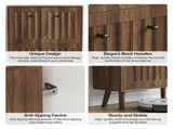 Medieval-style modern shoe cabinet, upright shoe storage unit with vertical grooved finish, W1706P465289