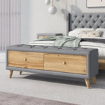 ZUN Upholstered Wooden Storage Bench with 2 Drawers For Bedroom,Fully Assembled Except Legs and 11772182