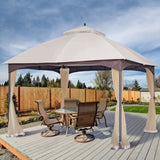 ZUN 10*12 FT Softtop Metal Gazebo with Mosquito Net&Sunshade Curtains,Sturdy Heavy Duty Double Roof W2259P155187