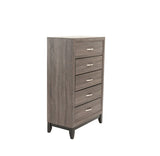 Bedroom Furniture Rustic Grey Oak Simple 1pc Tall Chest 5-Drawers Storage Solidwood Chest B011P250826