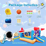 ZUN 6 in 1 outdoor indoor inflatable bouncer for kids target ball basketball slide with blower W1677115480