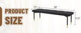 59*17 Inch Multifunctional Black Shoe Bench - Faux PU Cushion, Sturdy Metal Legs With Gold W1512P355084