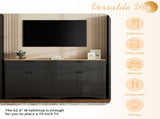 ON-TREND Farmhouse TV Stand with 2 Drawers for TVs Up to 70", Versatile Wood Grain Sideboard with N721P245732B