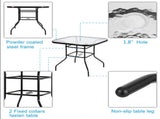 Outdoor Dining Table Square Toughened Glass Table Yard Garden Glass Table 90130627