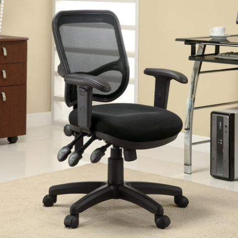 ZUN Black Swivel Office Chair with Armrest B062P153787