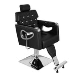 ZUN PVC Leather Cover Galvanized Square Tray with Footrest Retractable Barber Chair 300.00lbs Black 11736312