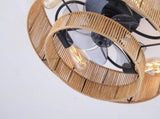 20" Double Tier Rope Caged Flush Mount Ceiling Fan with Light Kit ,With Remote W3596P460468