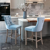 Contemporary Velvet Upholstered Barstools with Button Tufted Decoration and Wooden Legs, and Chrome 57518418