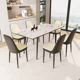47"-63" expandable dining table set for 2-6 people, equipped with PU fabric thick cushioned dining 62451827