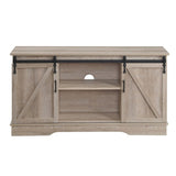Oak TV Stand with 2 Sliding Barn Doors B062P182853