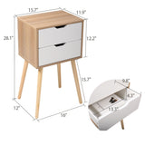 Set of 2 Wooden Modern Nightstand with 2 Drawers and 4 Solid Splayed Legs, Living Room Bedroom W2181P147490