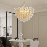 23.6-Inch Gold Pendant Light Chandelier with Threaded Clear Glass Globe Shade Adjustable Height, W1340P251916