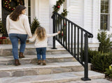 Matte black 4-step ABS plastic handrail for courtyard stairs 16762495