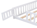 full Size Floor Bed with Door,Solid Wood Platform Bed Frame with Fence,Suitable for children,Pine W495123240
