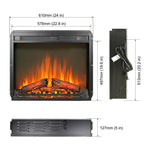 ZUN 23 inch electric fireplace insert, ultra thin heater log set & realistic flame, remote control W1769P164927