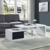 ZUN White and Black High Gloss Coffee Table with Swivel Top B062P209063