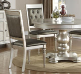 ZUN Round Dining Table Silver / Grey Finish Rubber wood Frame Center Glass Top Dinette Table HS00F2428-ID-AHD