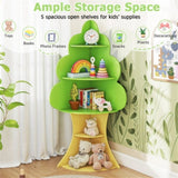 5-Tier Green Tree-Shaped Kids Bookshelf , 19894404