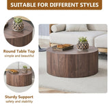 Simple deep walnut cylindrical coffee table, 27.5-inch diameter x 12 inch height,MDF material living W1151P291410