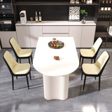 63 "medieval modern cream style MDF dining table and PU dining chair set 4. Assemble Desktop and 10490840