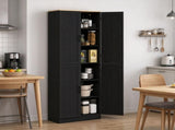 Freestanding 4-Door Kitchen Pantry Cabinet, Large Storage with Adjustable Shelves & Doors 17865506