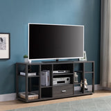 ZUN Contemporary TV Stand with Ten Shelves and One Drawer - Grey B107131395