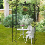 ZUN Metal Garden Arch Iron Garden Arbors Gazebo Dia81.3'' x 114.2'' High Birdcage Shape Pergola Pavilion W158681123