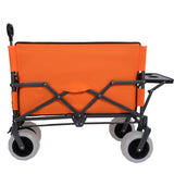 3-in-1 Folding Wagon with Bench Seat & Rear-Mounted Folding Tabletop 500lbs Capacity, 9"x4" Beach W2932P320637