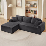 Full-Compression Chaise Lounge Set Modular Corduroy Sectional with Arched Armrests, Non-Slip Base, W2606P323728
