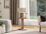 Mode 18" Leatherette Round C-Shaped Sofa Side Table, Saddle Brown Faux Leather B2719P246001