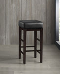 ZUN Transitional Black Faux Leather Seat 29-inch Pub Height Stools Set of 2, Espresso Finish Solid Wood B011P231743