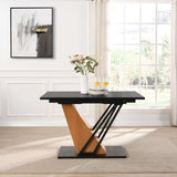 61.81 inch Extendable Dining Table, Modern Geometric Rectangular Table with Sturdy Metal W2317P251950