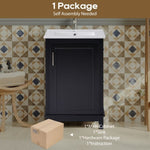 ZUN [Viedo] 20 Inch Modern Small Bathroom Vanity Cabinet With Ceramic Basin- 20*14.5*33.3 Inches,Ample N729P170386B