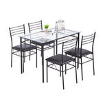 ZUN [110 x 70 x 76cm] Iron Glass Dining Table and Chairs Black One Table and Four Chairs PU Cushion 36919194