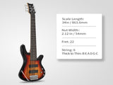 Full Size GIB 6 String H-H Pickup Electric Bass Guitar Bag Strap Pick Connector Wrench Tool Sunset 49547544
