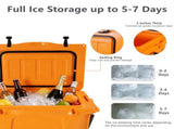 25QT Portable Cooler, Insulated Hard Cooler with Bottle Opener, Cup Holder, Forming Ruler, 5-7 Day 25861781