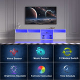 TV Console with Storage Cabinets, 82.6 Inch Long LED TV Stand with Full RGB Color Selection, 31 W1701P194965