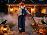 5.3FT Halloween Pumpkin Man Animatronic Prop, Sound & Motion Activated with Waving Nail Hands, 94850192