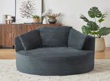 Compressible Corduroy Round Chair with Cushioned Backrest - Modern Comfort Seating for Living W2339P323614