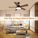 ZUN 44-inch Ceiling Fan with LED Light and Remote Control, 6-Speed Modes, 2 Rotating Modes, Timer, W1134P230320