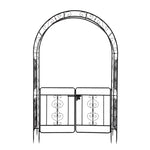 ZUN 134.5*58.5*213cm Arc Roof Double Layer With Door Wrought Iron Iron Arch Courtyard Black 03609529