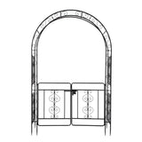 ZUN 134.5*58.5*213cm Arc Roof Double Layer With Door Wrought Iron Iron Arch Courtyard Black 03609529