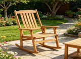 Solid Acacia Wood Outdoor Rocking Chair, Heavy Duty 400LBS Capacity Porch Rocker with Slatted Back 19301567