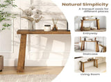 Walnut Solid Rubber Wood Narrow Console Table, 43" Space-Saving Entryway Table for Small Hallways 15141431
